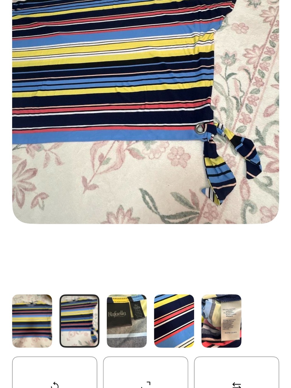 Rafaella Navy Multi-Stripe Bedding Throw with Yellow & Coral Accents